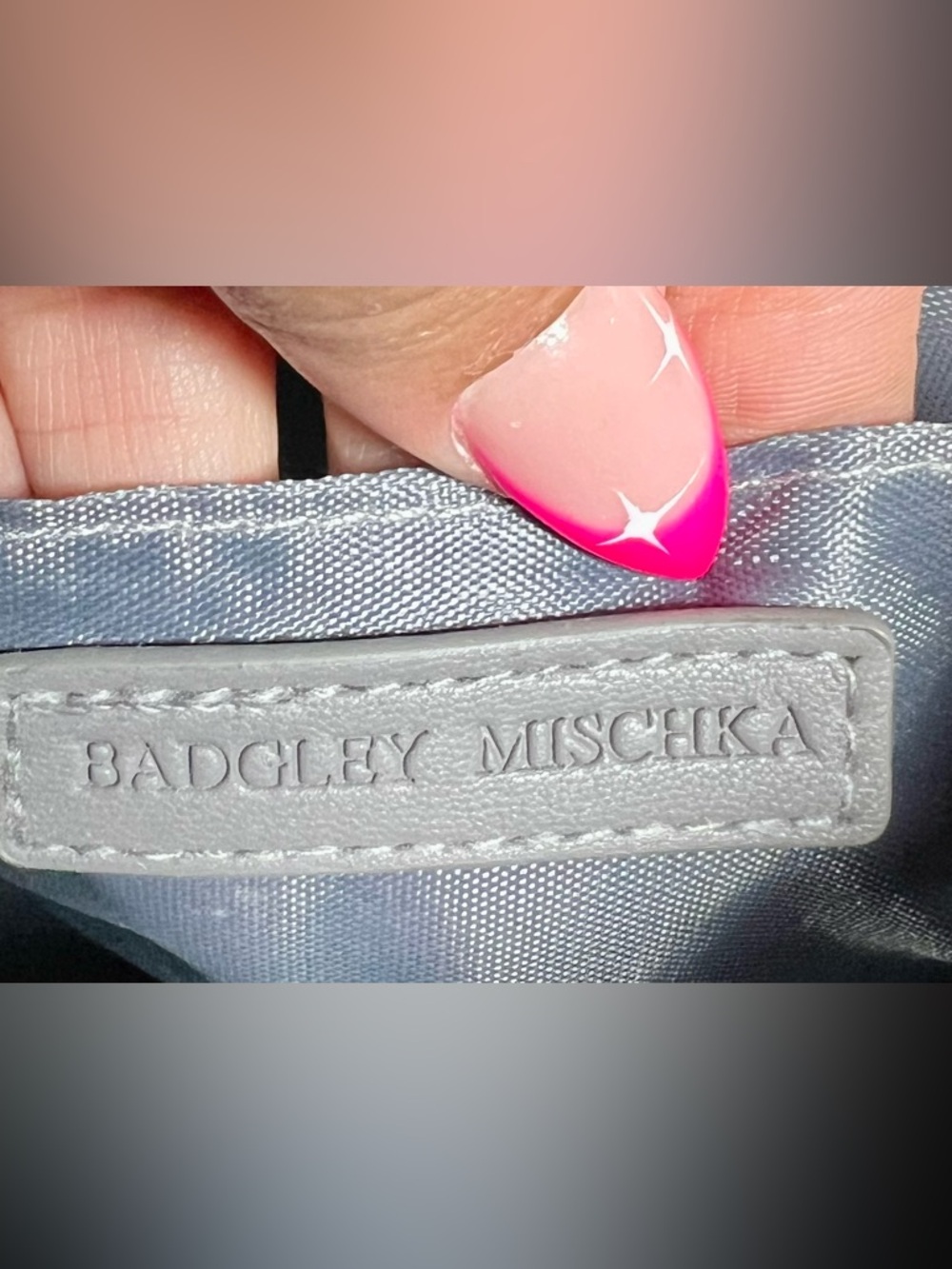 Badgley Mischka Quilted Light Gray Vegan Leather Backpack Bag w/ Chain Strap NWT - Picture 3 of 8